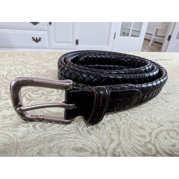 Fossil Leather Belt 38 Woven‎ Distressed Brown - Picture 1 of 7